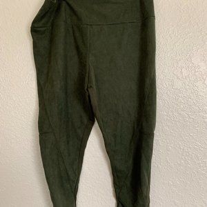 Olive Faux Suede Leggings